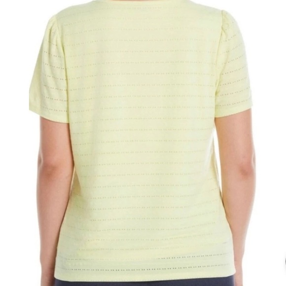 Rafaella Womens Shirt Yellow Ribbed Short Sleeve Tee with Liner Large Casual - Picture 5 of 5